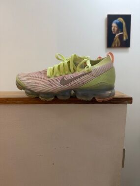 Nike Flyknit VaporMax Sneakers in Pastel Pink, Lime and Coral